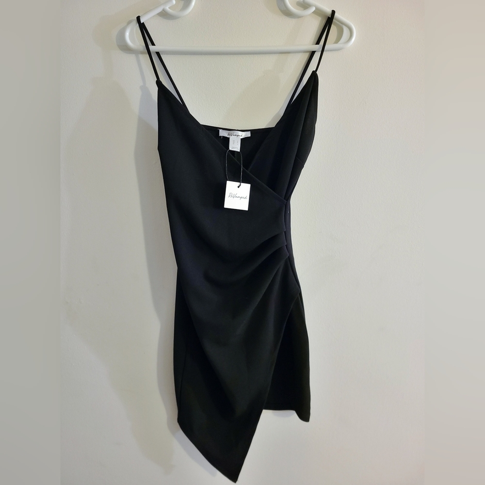 BNWT - Revamped - (Size S) Black Assymetrical Ruched Bodycon Women's Dress